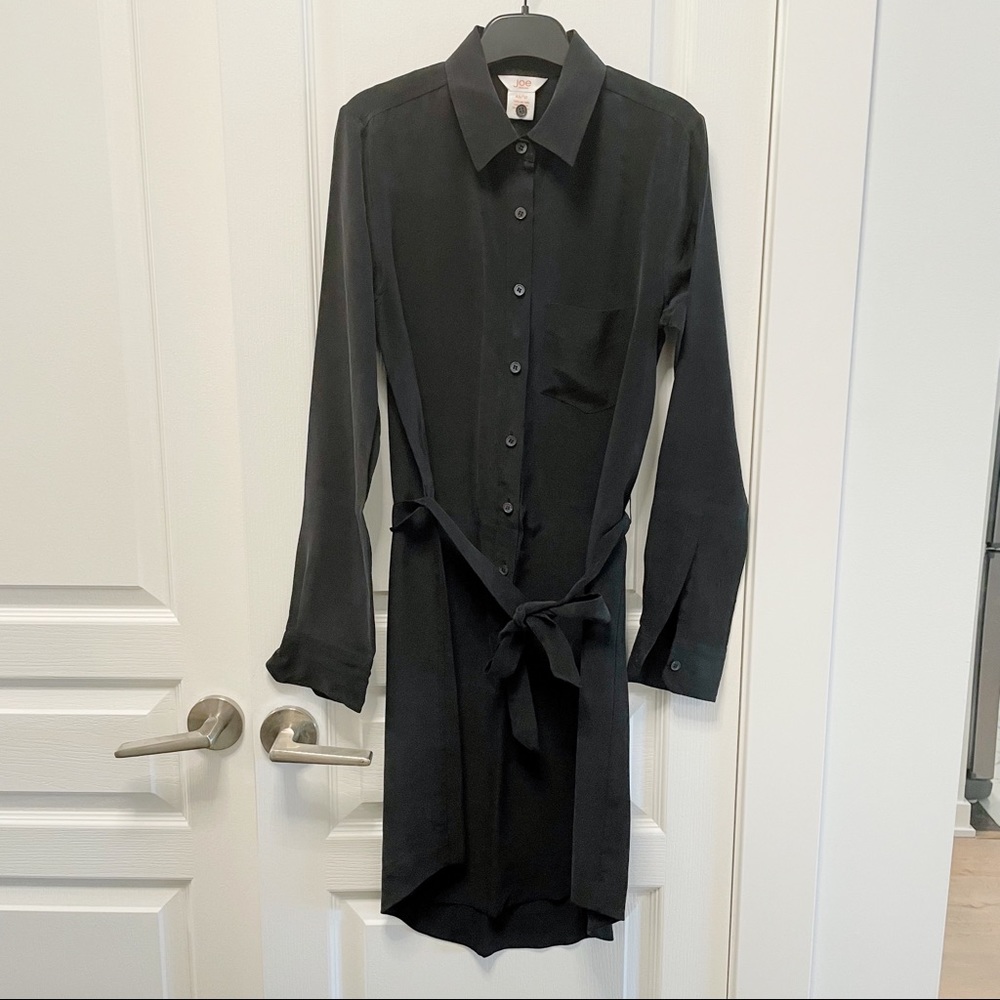 NWOT JOE FRESH Black Silk Long Sleeve Dress - Picture 3 of 6